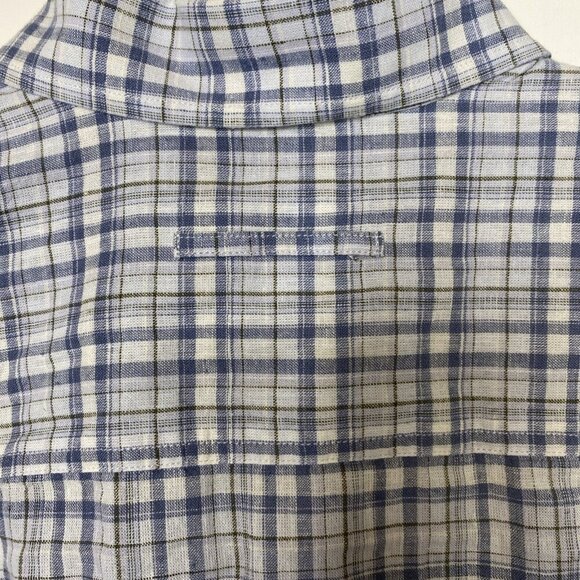 Duck Head Farris Linen Cotton Oxford Light Blue Plaid Medium $108 MSRP #2 - Picture 6 of 7